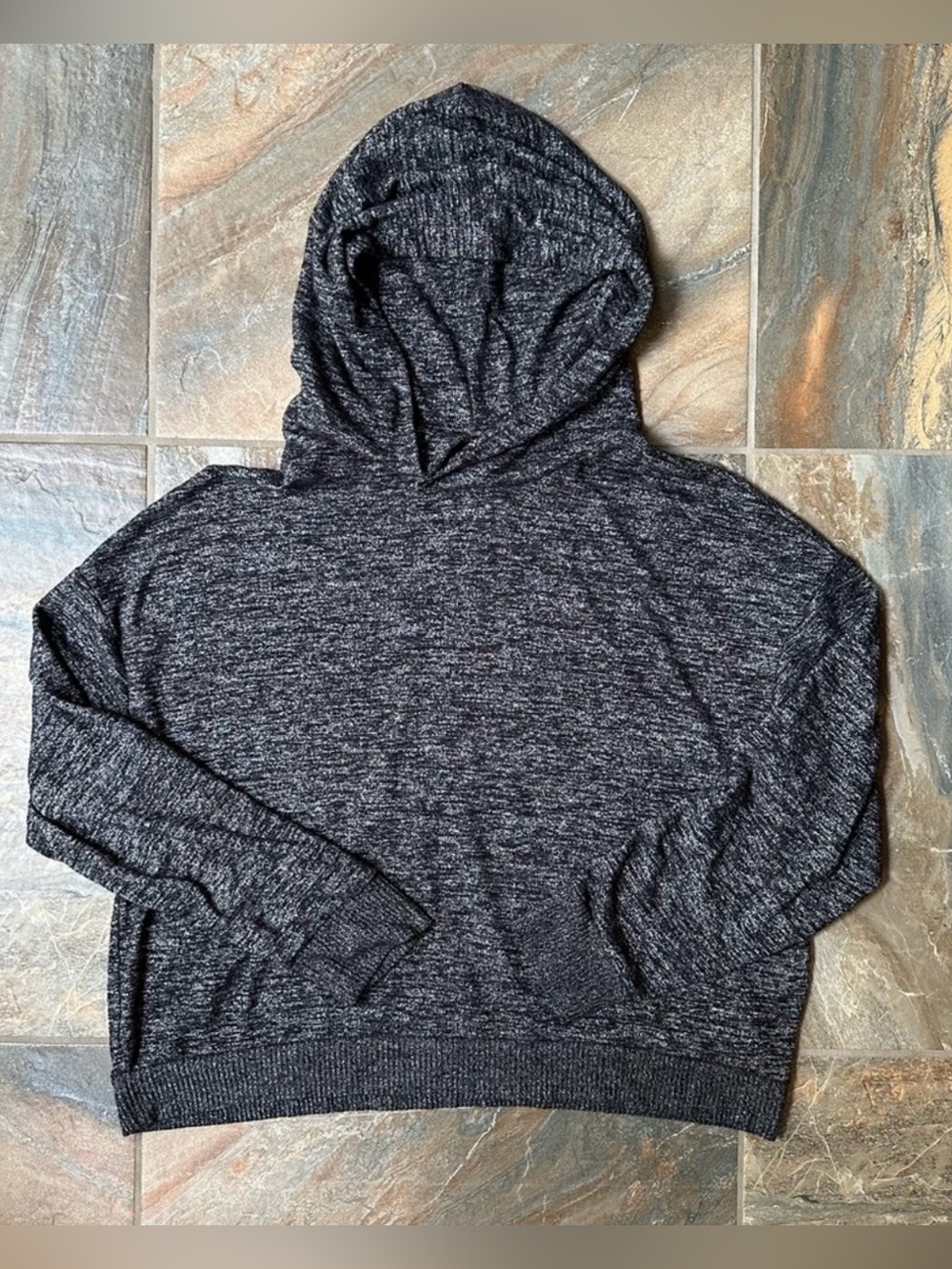 Gap Softspun Crop Hoodie Women’s Size Large Black Marl